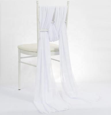 China Wholesale Luxury Romantic Ruffle Style Spandex Chair Cover Chiffon Sash For Wedding Decoration for sale