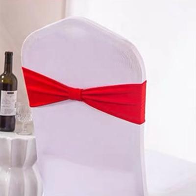 China Simple Wedding Chair Decorations Stretch Chair Sashes Spandex Banquet Reception Chair Covers and Sashes for sale