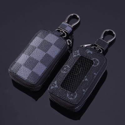 China Style luxury car sheath zipper remote control bag with window press hardware clasp men's and women's leather type RP remote control bag car new for sale