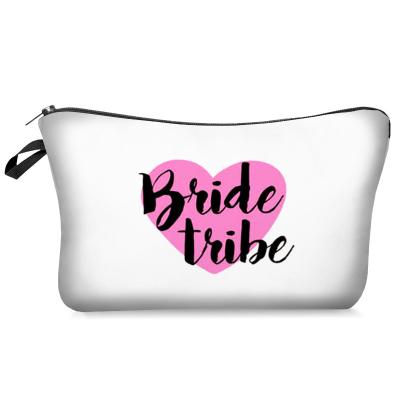 China Fashion/Functional/Waterproof/Convenient Wedding Favors Bride Makeup Bag Portable Bride Cosmetic Zipper Pouch Bridesmaid Gift Bridal Makeup Clutch for sale