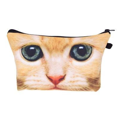 China Fashion/Cat Makeup Bag Cute Functional/Waterproof/Convenient 3D Printing Women Cosmetic Men Cosmetic Zipper Pouch Eyebrow Pencil Case Organizer For Travel for sale