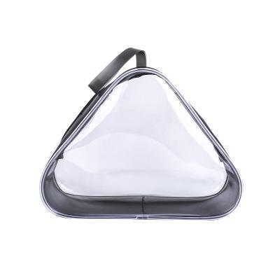 China Clear Classic PVC Zippered Vinyl Plastic Wash Bag / Functional Transparent Waterproof Triangular Cosmetic Portable Toiletry Bag Travel Bag Pouch for sale