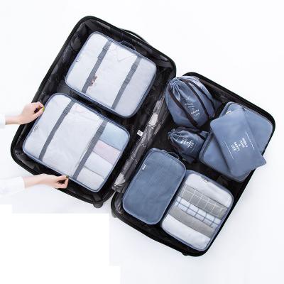 China Fashion/Waterproof/Easy To Clean Travel Tote Cubes 8 Pcs Set Luggage Tote Organizers With Shoe Bag And Toiletry Bag for sale