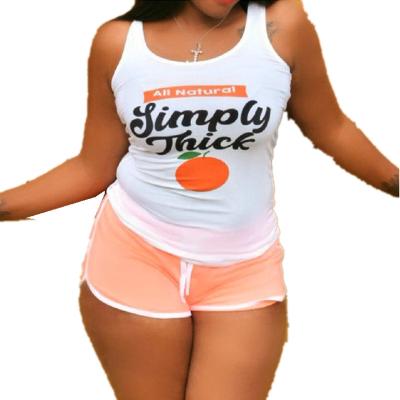 China 2022 New Summer QUICK DRY Women's Biker Shorts Sets 2 Piece Snack Cartoon Sets Sport Jogger Tank Top Shorts Two Piece Set for sale