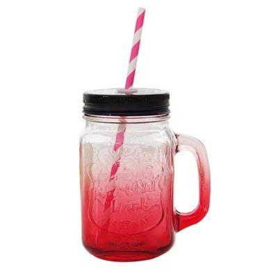 China 5oz 8oz 13oz 16oz 32oz Glass Mason Jar Clear Food Grade Viable Custom Mason Jar With Straw Screw Lid for sale