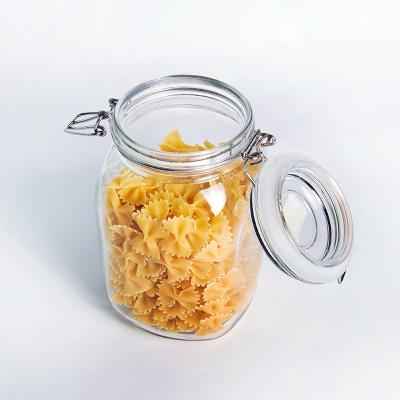 China China viable wholesale wide mouth clear glass jar with clip lock lid for sale