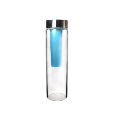 China 500ml Recyclable High Borosilicate Infuser Glass Water Bottle BPA Free Clear Glass Drinking Bottle for sale