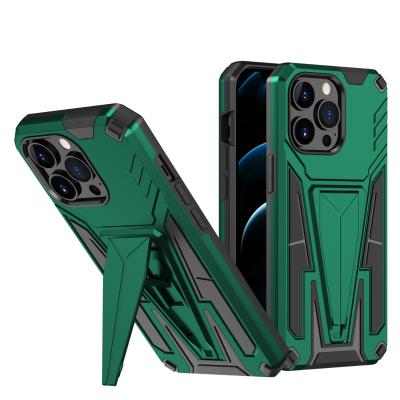 China Anti-fall Tpu+Pc Kickstand Factory Price Hybrid Hidden Magnetic Phone Case For Iphone 13Pro for sale