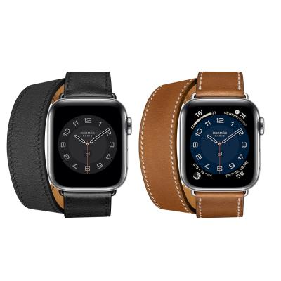 China Wholesale Leather Strap For Apple Watch Double Ring PU Leather Watch Band Strap For iwatch for sale