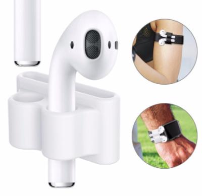 China Watch band holder for airpods China factories sport silicone earphone Anti-lost accessories cut for apple watch band holder for airpods watch holder for sale