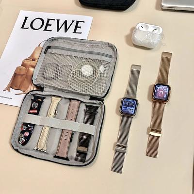 China Fabric Watch Band Storage Organizer Multifunction Portable Watch Strap Box For Watch Travel Pocket Bag Holds 10-15 Bands for sale