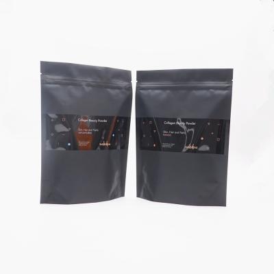 China Stand Up Pouch Custom Plastic Food Pouch Holder Up Black Zipper Powder Packaging Bag for sale