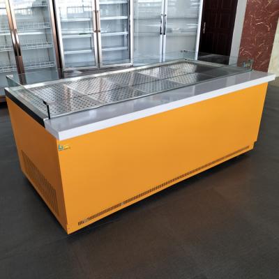 China Double-temperature Factory Price Ice Freezer Table Seafood Island Freezer For Fish Butchery Display Refrigerators Ice Counter Te koop