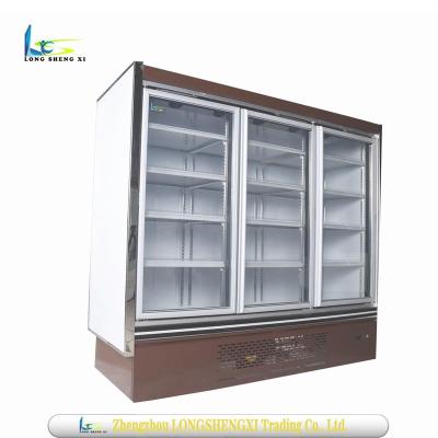 China Double-temperature super space 3 glass doors display beverage cabinet refrigerator for drinks soda and water cooler Te koop