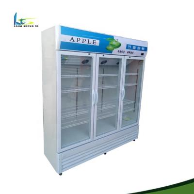 China Single-temperature High Quality Tempered Glass 3 Door Display Refrigerator Te koop