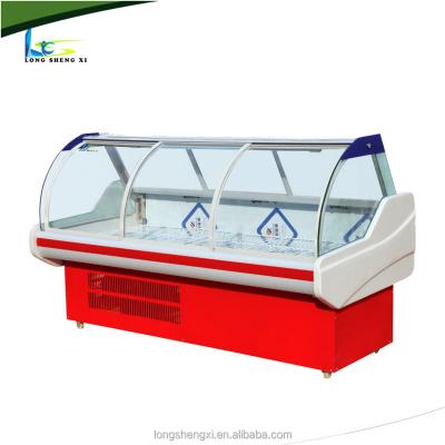 China Energy Saving and Environmental Protection Direct Freezer Meat Display Cooling Refrigerator with Curved Glass Door for sale