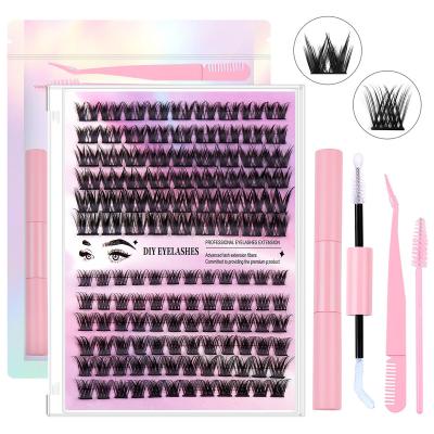 China Full Strip Lashes Hot sale customizable DIY glue-base Wispy 32 rows of cluster eyelash segmented without glue eyelash book for sale