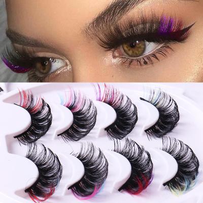 China Full Strip Lashes Colorful air feel with custom logo fake eyelashes naturally fluffy 20mm 25mm mink eyelashes for sale