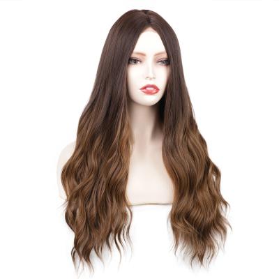 China Water Wave Lace style mid length water wave human hair curly wig synthetic synthetic hair wigs heat resistant for sale