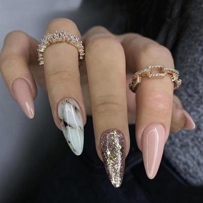 China Eco-friendly Non-Toxic glitter nail New arriving Full Cover Acrylic New Arriving christmas decoration tree nail stickers for wearing patch Nail patch acrylic nail s for sale