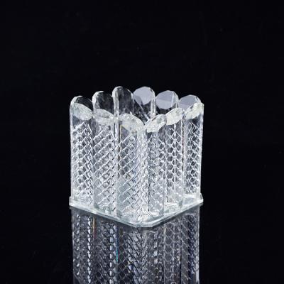 China Europe Office Decoration Crystal Gift Transparent Crystal Pen Holder With Patterned for sale