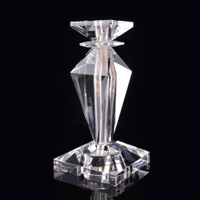 China Home Decoration Clear Fine Workmanship Low MOQ Eco-Friendly Cylindrical candlelight dinner crystal candle holder for sale