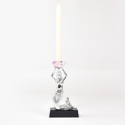 China Home Decoration Newcomer Glass Drill For Mermaid Look Top Resin Crafts To Wedding Decoration Candlestick for sale