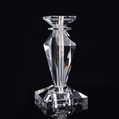 China OEM support low MOQ home decoration natural crystal candle holder light direct sales transparent for sale