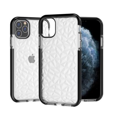 China Rhombus Diamond Pattern Clear Transparent Soft Tpu Shockproof Case Camera Cover For Iphone 12 Pro 11 7 8 Plus Max for sale