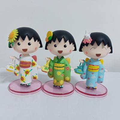 China Toy Japanese Cartoon Anime PVC Figure Cute Girl With Short Hair In A Kimono Maruko-chan Action Figure for sale