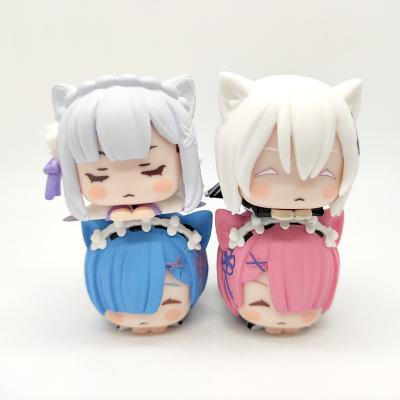 China From Scratch Cartoon Toy OEM 4pcs/set PVC Sleeping Position In A Different World REM Action Anime Figure Toy for sale