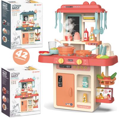 China Plastic 63cm Simulated ASQ Sound And Light Water Spray Cooking Table Cooking House Happy Kitchen Set Cooking Toys For Kids Pretend Play for sale