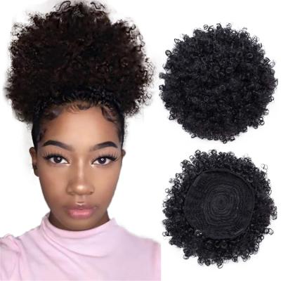 China Wholesale 8inch Afro Curly Natural Color Afro Blow Ponytail Hair 100% Short Drawstring Ponytail Ponytails for sale