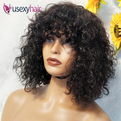 China Wholesale Cheap Curly Cuticle Aligned Virgin Hair Wigs Pixie Cut Wig Hair Bangs Wig for sale