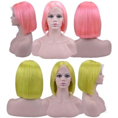 China Wholesale Sellers Silky Straight Wave Cuticle Aligned Short Colored Lace Front Bob Wigs Hair Wigs for sale