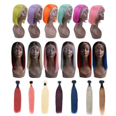 China Hot Selling Silky Straight Wave Colored Ombre Color Hair Lace Front Wig Virgin Human Hair Extensions Wigs For Christmas for sale