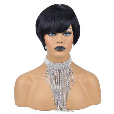 China Real Hair 100 Percent Full Hair Machine Made Wigs For Women Pixie Cut Human Hair Wigs Brazilian Short for sale