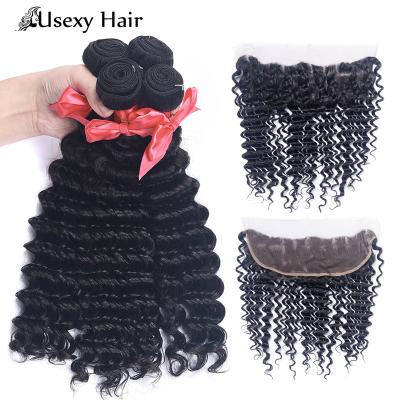 China 100% Virgin Hair Bundles Usexy Wholesale Raw Indian Hair Vendors Cuticle Aligned Hair 3 Bundles With Lace Frontal Virgin Hair for sale