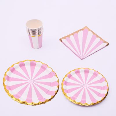 China Cute Design Wedding Disposable Wholesale Birthday Party Decoration Supplies Printed Paper Plates And Cups Sets for sale