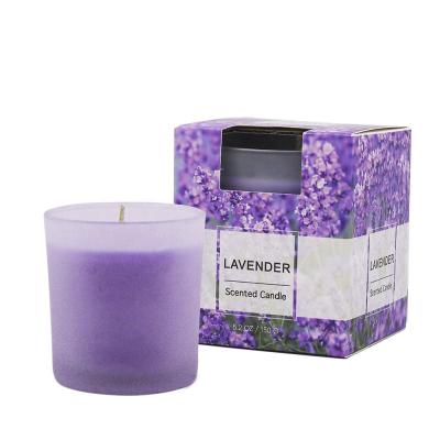 China New Design Elegant Style Home Decoration Scented 150g Scented Soy Wax Box Candle OEM Lavender Fragrance for sale