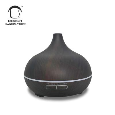 China Changeable Colors LED Lights Factory OEM Zen Home 300ml Dark Wood Grain ABS+PP Shaped Electric Large Volume Diffuser for sale