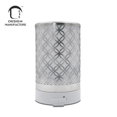 China Silver Metal 100ml Ultrasonic Essential Oil Car Company Hotel Diffuser with 7 LED Night Lights for sale