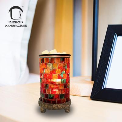 China New Chinese Style Incense Mosaic Glass Wax Melt Warmer Wholesale Home Electric Aroma Oil Burner With Night Light for sale