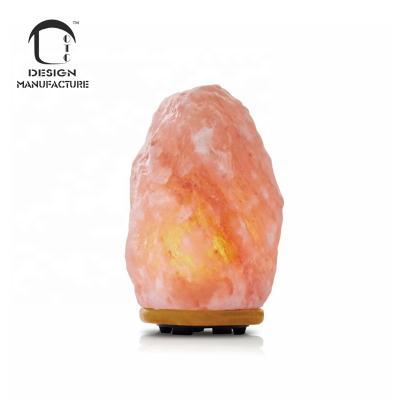 China Good quality modern wholesale hotel pure and natural pink Himalayan salt lamp with wood base for sale