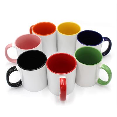 China Sustainable Popular Top Grade Inner And Handle Color Blanks Coffee Mug Cup 11oz For Sublimation for sale