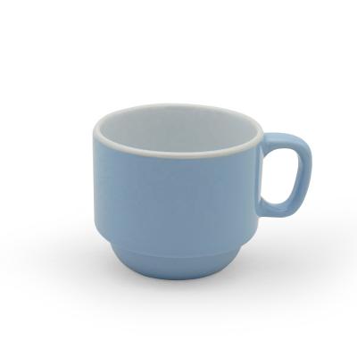 China 2021 Sustainable Hot-selling Blue Glazed Ceramic Coffee Tea Cups With Handle Custom Creative Stacking Mug for sale