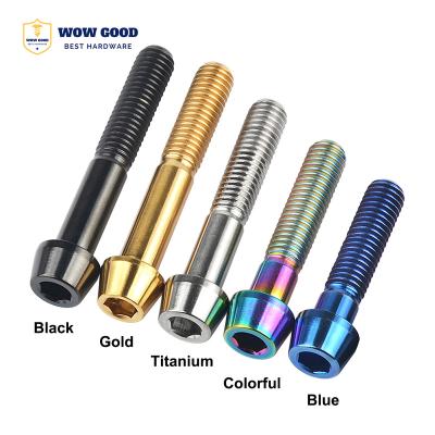 China Pan Custom M5 M8 X 15 20 25 30 35 40 45 Millimeter Bicycle Taper Head Stud Head Titanium Screw Bolt For Bicycle Rear Approach Screws for sale