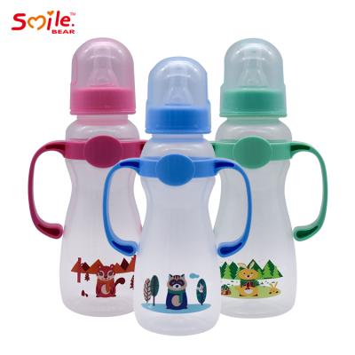 China Free Wholesale New Arrival BPA Lovely Bear PP Printing Smiling Baby Feeding Bottle for sale