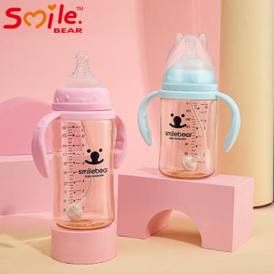 China BPA Free Smile Bear 240ML / 300ML PPSU Feed Milk Drinking Bottle With Anti-Slip Handle for sale