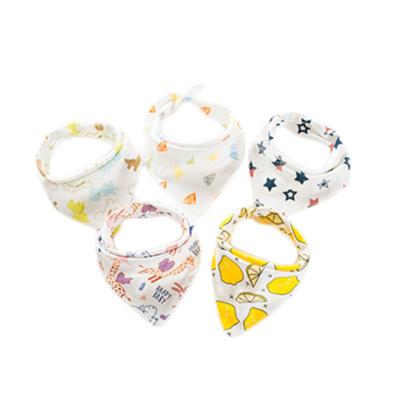 China New Cute Antibacterial Baby Bibs Cartoon Printing Newborn Infant Girls Boys Cotton Toddler Triangle Bibs for sale